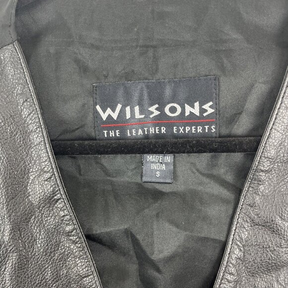 Wilson Black Leather Biker Moto Vest Mens Size S - Picture 2 of 9